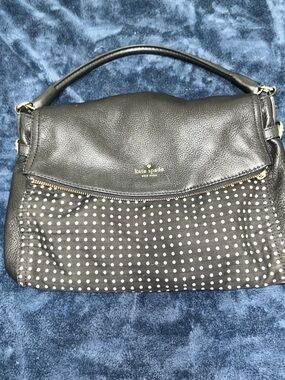 kate spade Black Leather Purse with White Polka Dot Panel